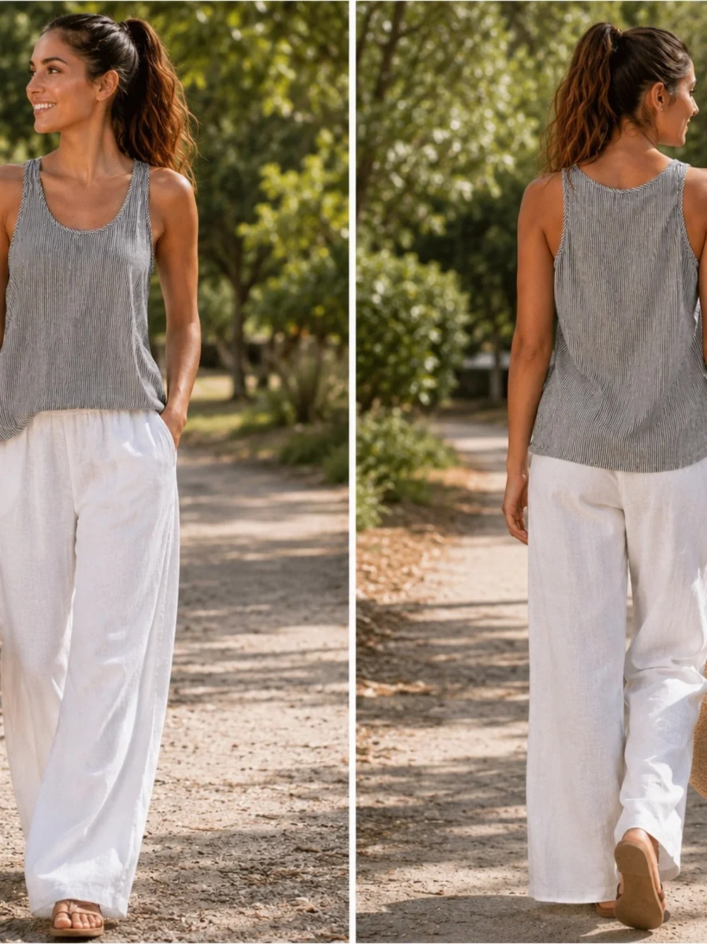 Women’s Blue And White Striped Tank Top - Lightweight Summer Layer